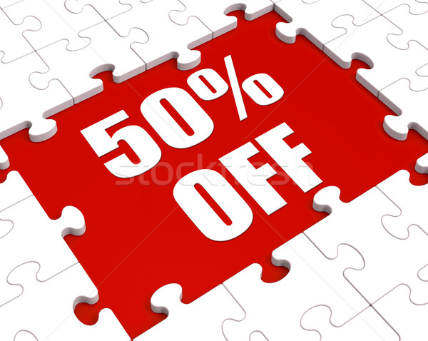 Fifty Percent Off Puzzle Means Reduced Discount Or Sale 50% Stock photo © stuartmiles