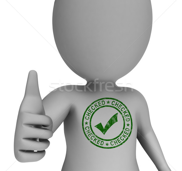 Checked Stamp With Tick On Man Shows Quality Stock photo © stuartmiles