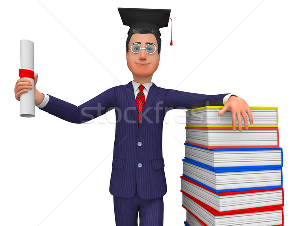 Man With Diploma Represents New Grad And Masters Stock photo © stuartmiles