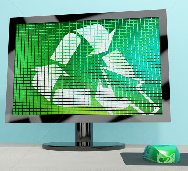 Recycler icône écran de l'ordinateur recyclage respectueux de l'environnement [[stock_photo]] © stuartmiles