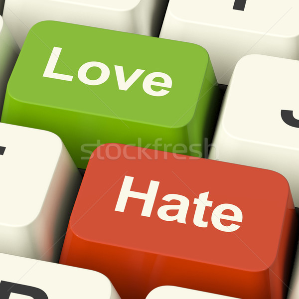 Love Hate Computer Keys Showing Emotion Anger And Conflict Stock photo © stuartmiles