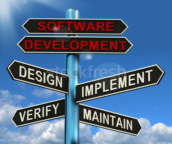 Software Development Pyramid Showing Design Implement Maintain A Stock photo © stuartmiles
