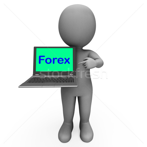 Forex Character Laptop Shows Foreign Fx Or Currency Trading Stock photo © stuartmiles