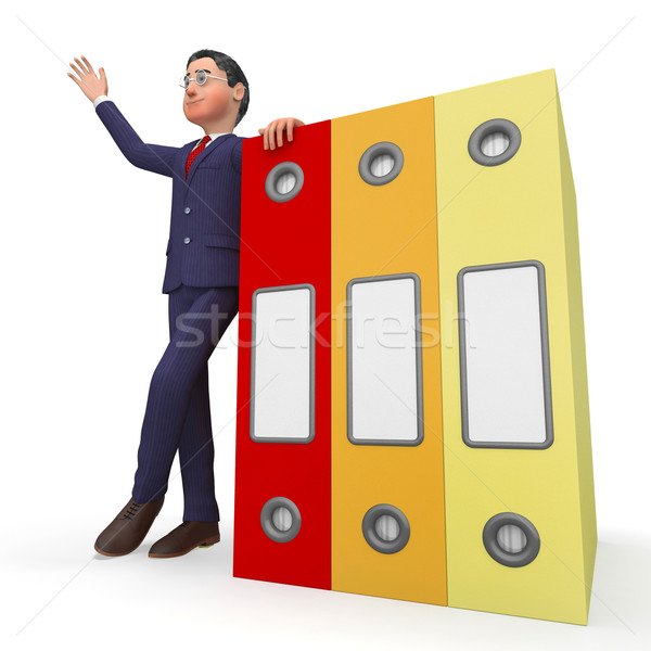Stock photo: Businessman With Information Represents Support File And Compulsion