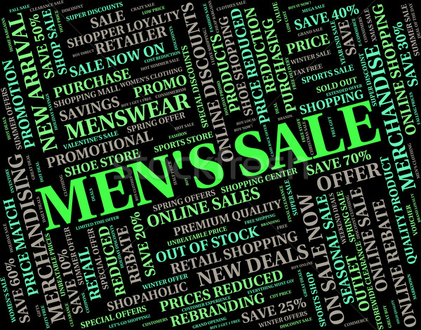 Vásár csökkentés ajánlat férfi férfiak eladó Stock fotó © stuartmiles