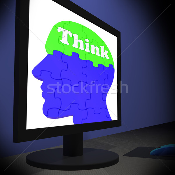 Pensar cérebro monitor humanismo Foto stock © stuartmiles