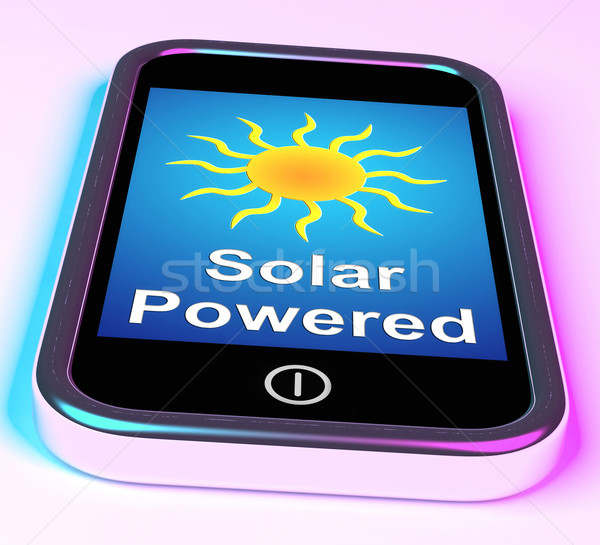 Solar Powered On Phone Shows Alternative Energy And Sunlight Stock photo © stuartmiles