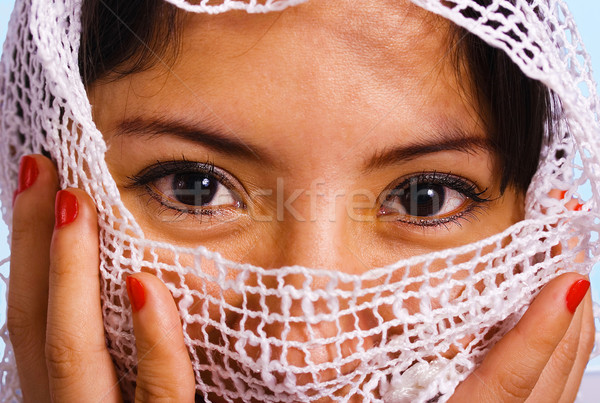 Musulmanes mujer velo cara blanco tela Foto stock © stuartmiles