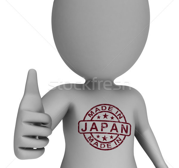 Made In Japan Stamp On Man Shows Japanese Products Approved Stock photo © stuartmiles