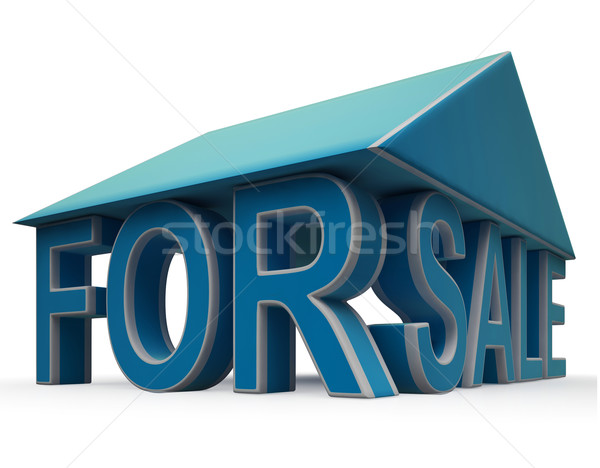 For Sale Sign Under Home Roof Stock photo © stuartmiles