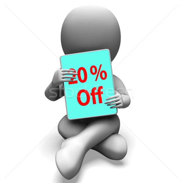 Twenty Percent Off Tablet Means 20% Discount Or Sale Online Stock photo © stuartmiles