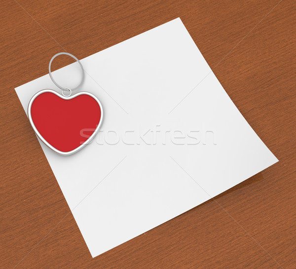 Heart Clip On Note Shows Affection Note Or Love Letter Stock photo © stuartmiles