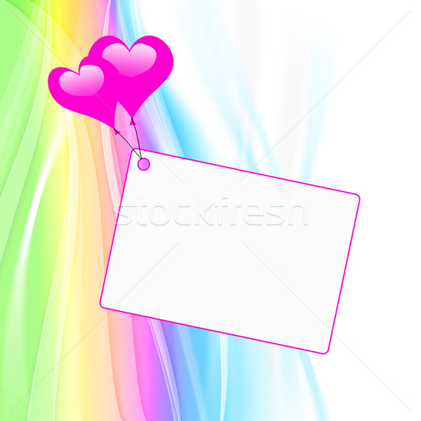 Szív léggömbök jegyzet valentin nap kártya ajánlás Stock fotó © stuartmiles