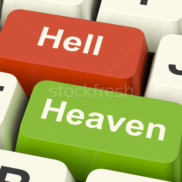 天堂 地獄 計算機 鍵 顯示 選擇 商業照片 © stuartmiles