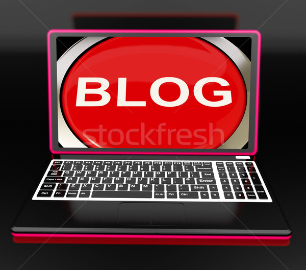 Blog laptop Internetu blogging stronie Zdjęcia stock © stuartmiles