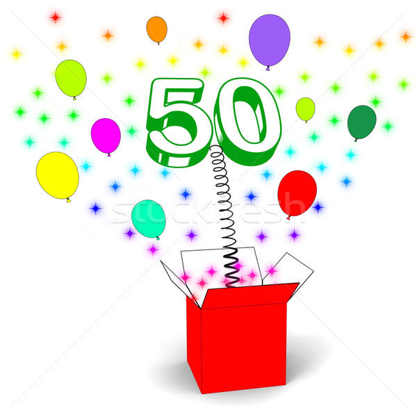 Number Fifty Surprise Box Means Creative Celebration Or Colourfu Stock photo © stuartmiles