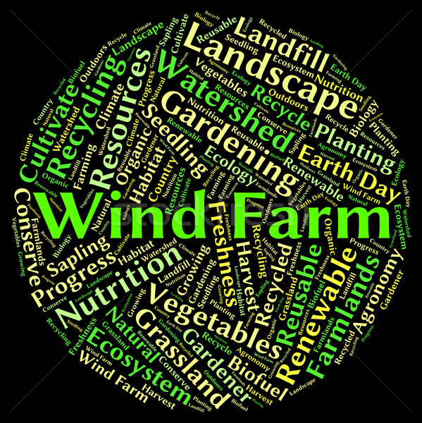 Wind Farm Word Shows Earth Friendly And Electricity Stock photo © stuartmiles