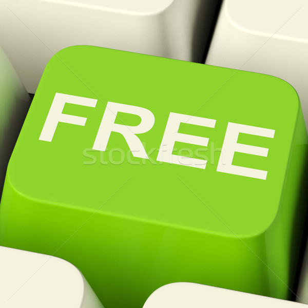 Stock photo: Free Computer Key In Green Showing Freebie and Promo
