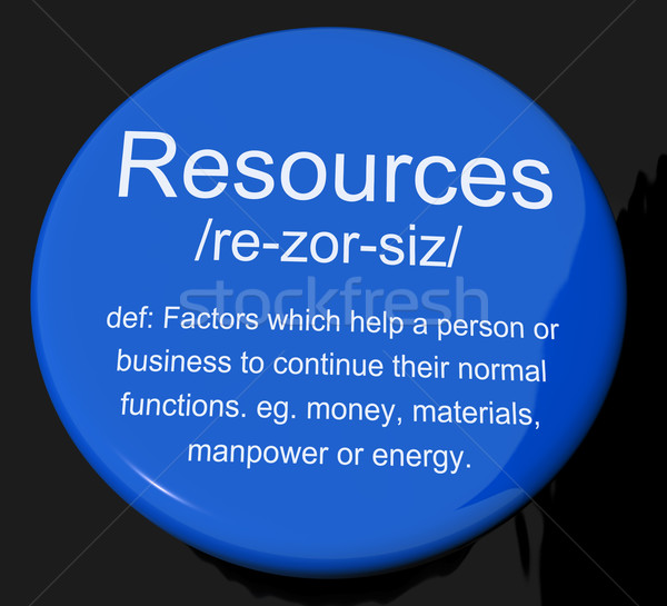 Stock photo: Resources Definition Button Showing Materials Assets And Manpowe