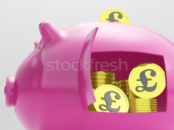 Pounds In Piggy Shows Currency And Investment Stock photo © stuartmiles