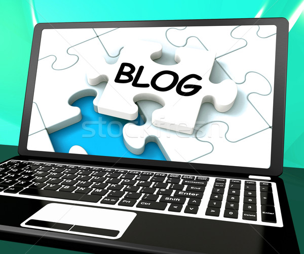 Blog On Laptop Shows Online Web Blogging Or Weblog Website Stock photo © stuartmiles