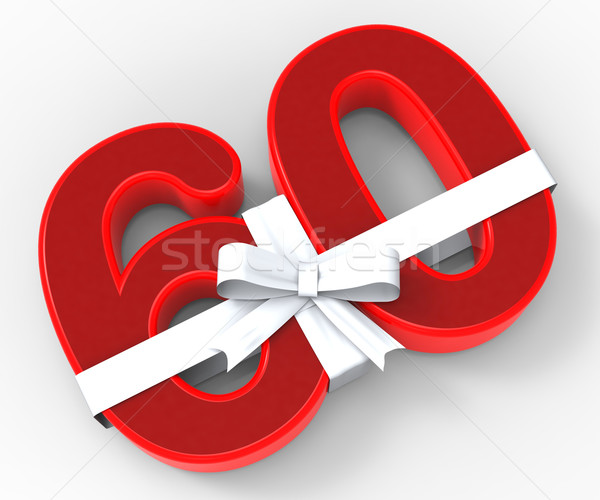 Number Sixty With Ribbon Means Wishing Happy Birthday Or Congrat Stock photo © stuartmiles