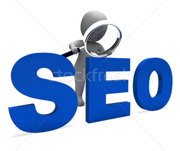 Seo Character Shows Search Engine Optimization Optimized Online Stock photo © stuartmiles