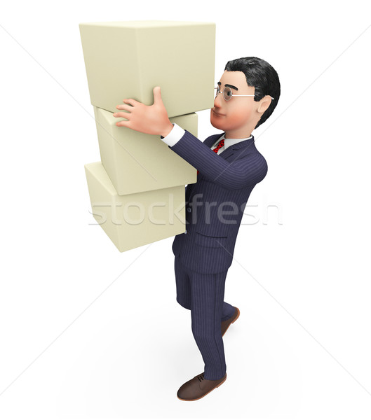 Businessman Carrying Boxes Means Commerce Case And Container Stock photo © stuartmiles