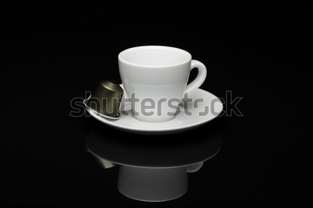 ストックフォト: カップ · コーヒー · カプセル · 黒 · 反射 · ドリンク