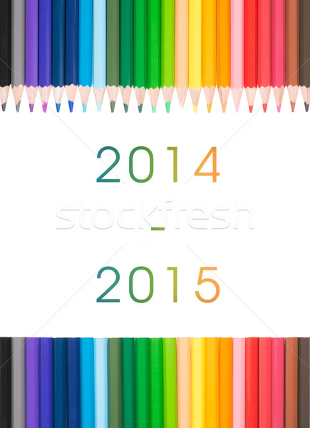Gekleurd potlood tekst 2014 2015 witte Stockfoto © Studio_3321