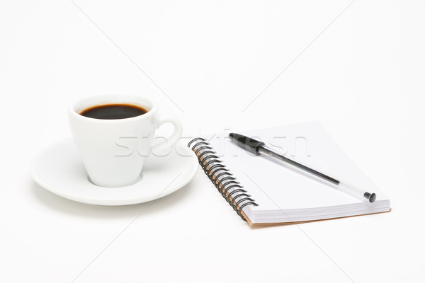 Beker koffie notebook witte voedsel potlood Stockfoto © Studio_3321