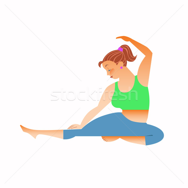 Normale peu grasse femme yoga bit Photo stock © studiostoks