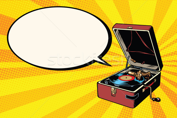 Vinyl platenspeler pop art retro vector muziek Stockfoto © studiostoks