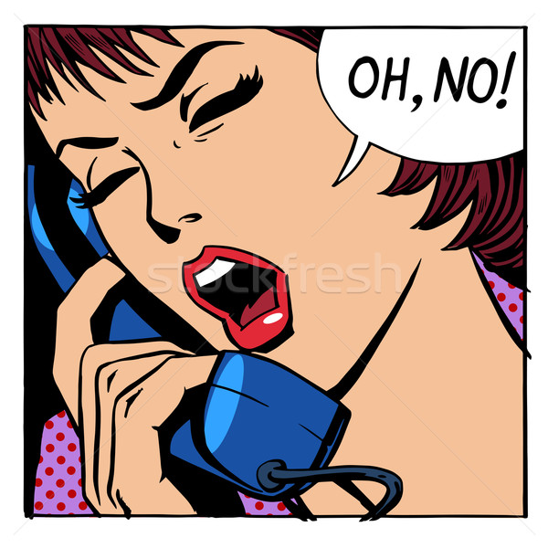 Oh no emotional talk women phone Stock photo © studiostoks