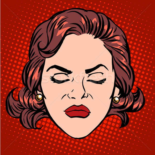 Stock photo: Retro Emoji anger rage woman face