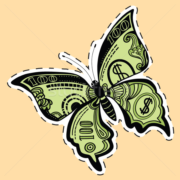 Butterfly dollar bill label sticker Stock photo © studiostoks