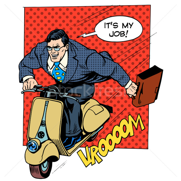 Businessman rushing to work on the scooter Stock photo © studiostoks