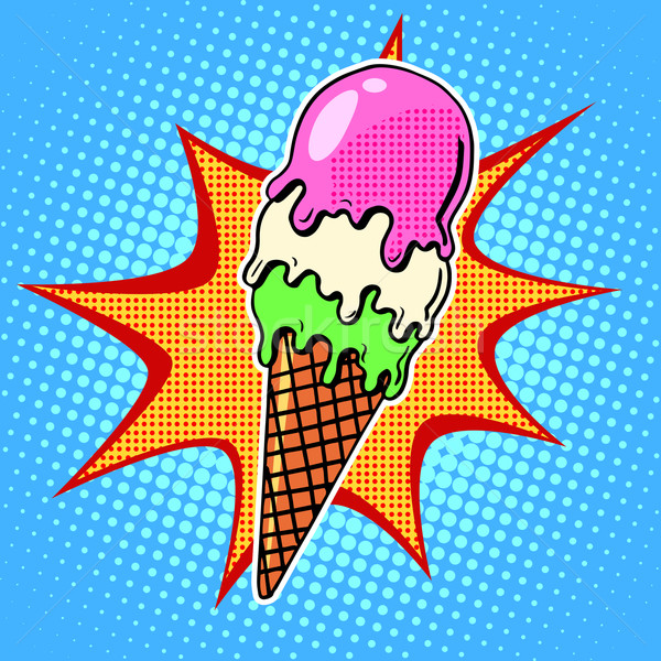 アイスクリーム コーン 3  味 ポップアート レトロスタイル ストックフォト © studiostoks