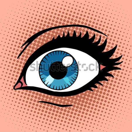 Stock photo: Close-up blue woman eye looks to right