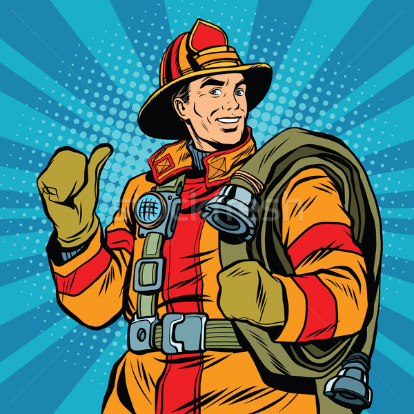 Rescue firefighter in safe helmet and uniform pop art Stock photo © studiostoks