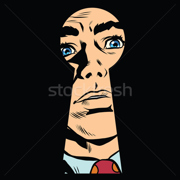 мужчины лице замочную скважину тайну тайна Поп-арт Сток-фото © studiostoks