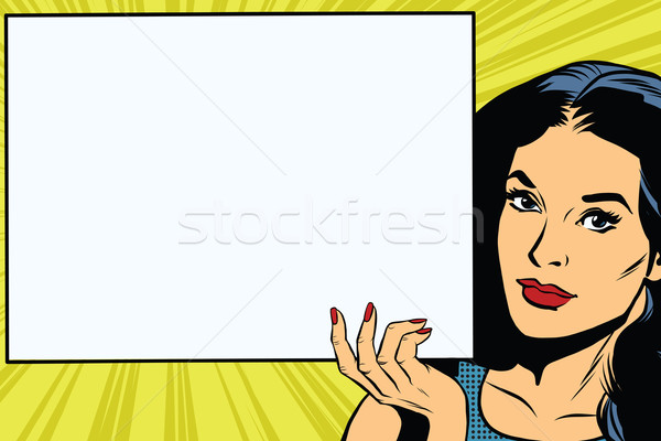 Brunette meisje rechthoekig poster pop art Stockfoto © studiostoks