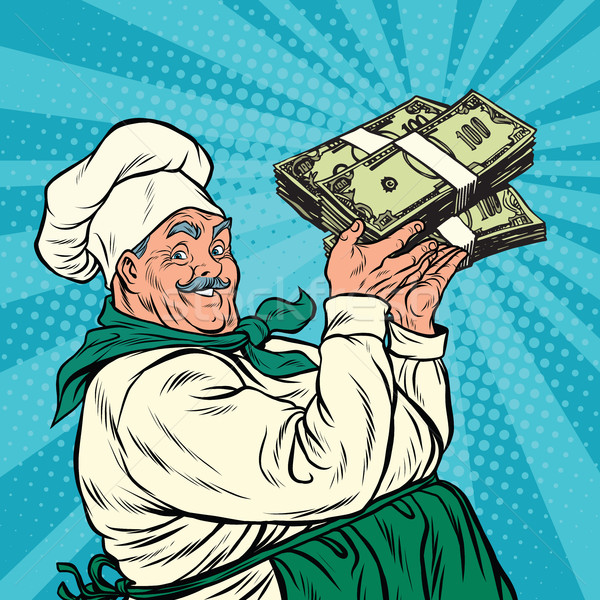 Retro chef with a bundle of money Stock photo © studiostoks