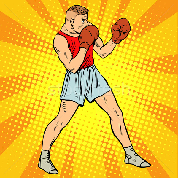 Retro boxer in fighting stance Stock photo © studiostoks