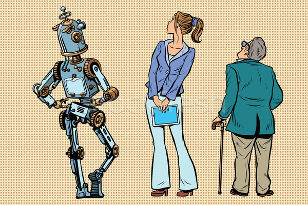 Robot, girl and old viewers are back Stock photo © studiostoks