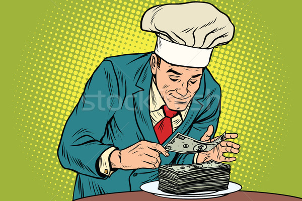 Businessman chef and the final banknote Stock photo © studiostoks