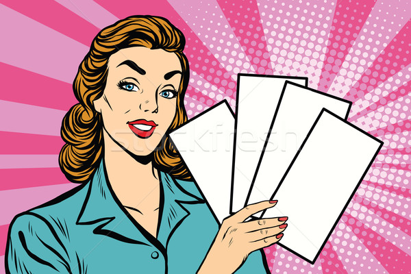 Stock photo: Girl promo with booklets