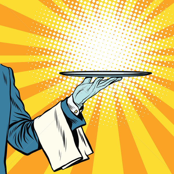 waiter hand tray presentation Stock photo © studiostoks