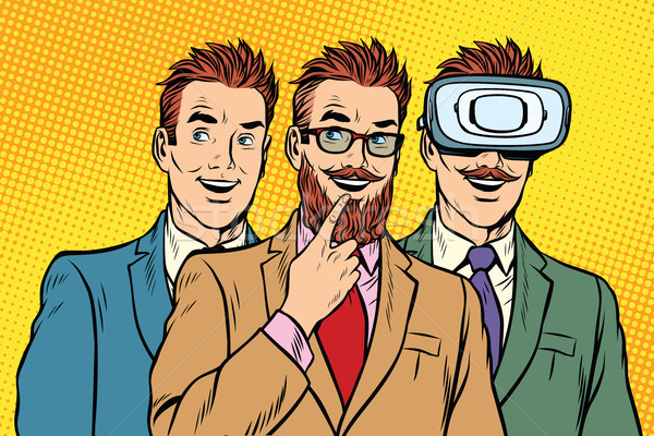 Band trendy retro businessmen, VR glasses Stock photo © studiostoks