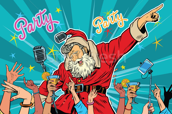 Foto stock: Natal · festa · papai · noel · cantora · retro